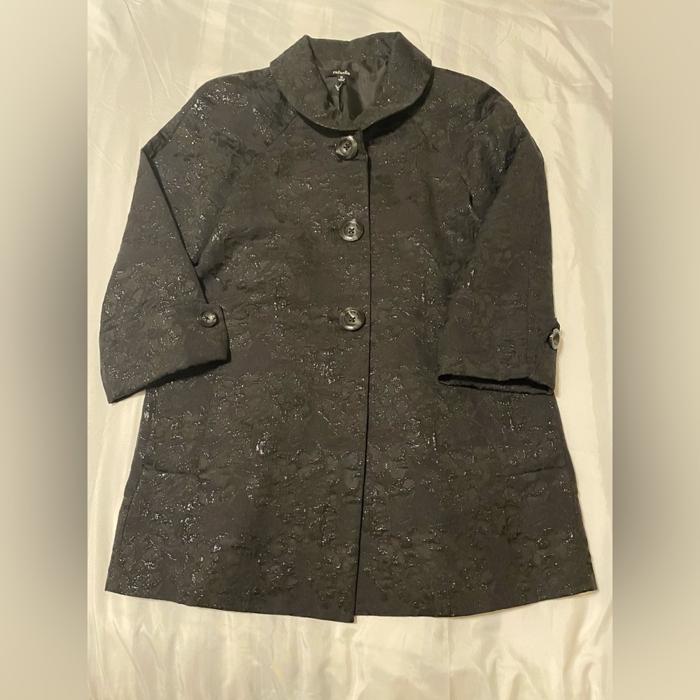 Rafaella Black Brocade Jacket with Metallic threads shimmer Size S